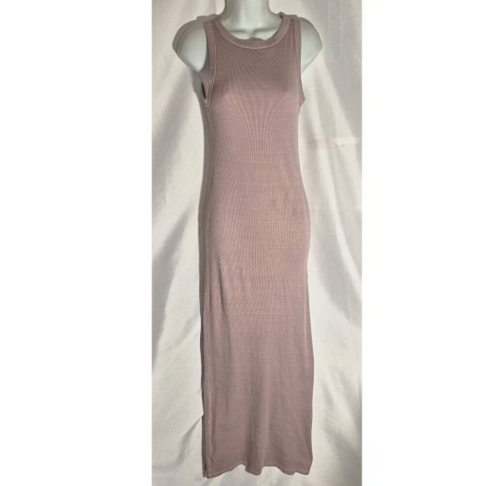 DIVIDED H&M long Tee dress, sleeveless, tan, micro channeled design, small NWOT
